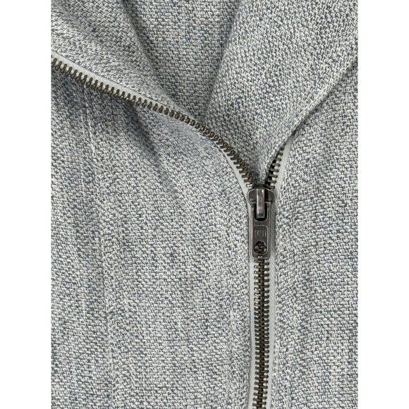 Loft Linen Cotton Blend Moto Jacket Women's Size Large Blue pockets - Picture 4 of 9